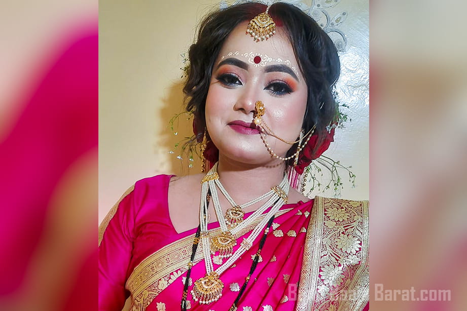 Mou Chakraborty makeup artist bridal hair style