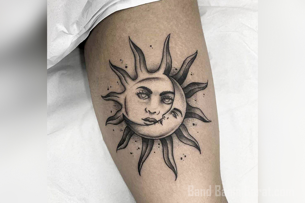 Tattoo of sun and moon